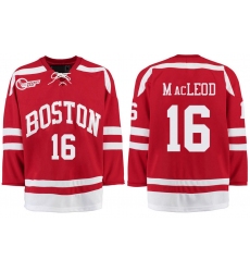 Boston University Terriers BU 16 John MacLeod Red Stitched Hockey Jersey