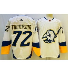 Men Buffalo Sabres 72 Tage Thompson White 2022 23 Reverse Retro Stitched Jersey