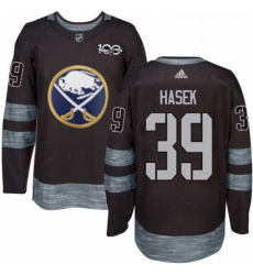 Mens Adidas Buffalo Sabres 39 Dominik Hasek Authentic Black 1917 2017 100th Anniversary NHL Jersey 