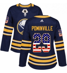 Womens Adidas Buffalo Sabres 29 Jason Pominville Authentic Navy Blue USA Flag Fashion NHL Jersey 