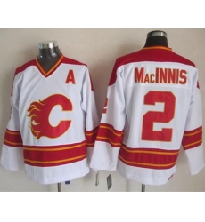 Calgary Flames #2 Al MacInnis White CCM Throwback Stitched NHL Jersey