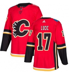 Men Calgary Flames 17 Milan Lucic Red Adidas Jersey