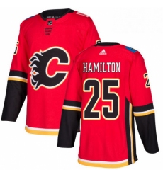 Mens Adidas Calgary Flames 25 Freddie Hamilton Premier Red Home NHL Jersey 