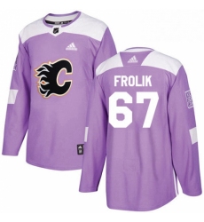 Mens Adidas Calgary Flames 67 Michael Frolik Authentic Purple Fights Cancer Practice NHL Jersey 