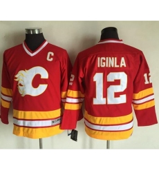 Flames #12 Jarome Iginla Red CCM Throwback Stitched Youth NHL Jersey