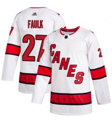 Hurricanes 27 Justin Faulk White Road Authentic Stitched Hockey Jersey