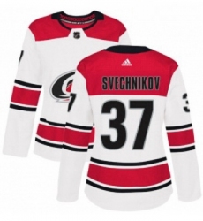 Womens Adidas Carolina Hurricanes 37 Andrei Svechnikov Authentic White Away NHL Jersey 