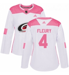 Womens Adidas Carolina Hurricanes 4 Haydn Fleury Authentic WhitePink Fashion NHL Jersey 