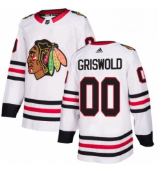 Mens Adidas Chicago Blackhawks 00 Clark Griswold Authentic White Away NHL Jersey 