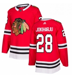 Mens Adidas Chicago Blackhawks 28 Henri Jokiharju Authentic Red Home NHL Jersey 