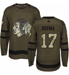 Youth Adidas Chicago Blackhawks 17 Lance Bouma Authentic Green Salute to Service NHL Jersey 