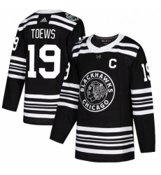 Youth Adidas Chicago Blackhawks 19 Jonathan Toews Authentic Black 2019 Winter Classic NHL Jersey 