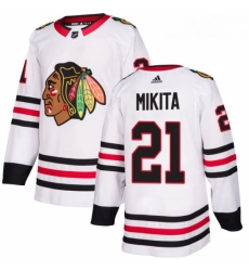 Youth Adidas Chicago Blackhawks 21 Stan Mikita Authentic White Away NHL Jersey 