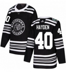 Youth Adidas Chicago Blackhawks 40 John Hayden Authentic Black 2019 Winter Classic NHL Jersey 