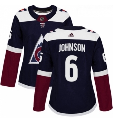 Womens Adidas Colorado Avalanche 6 Erik Johnson Authentic Navy Blue Alternate NHL Jersey 