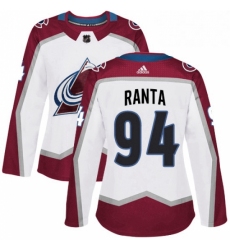 Womens Adidas Colorado Avalanche 94 Sampo Ranta Authentic White Away NHL Jersey 