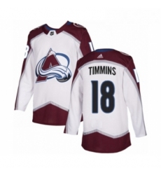 Youth Adidas Colorado Avalanche 18 Conor Timmins Authentic White Away NHL Jersey 