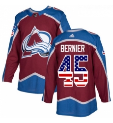 Youth Adidas Colorado Avalanche 45 Jonathan Bernier Authentic Burgundy Red USA Flag Fashion NHL Jersey 