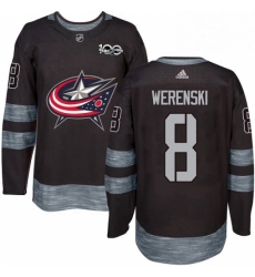 Mens Adidas Columbus Blue Jackets 8 Zach Werenski Premier Black 1917 2017 100th Anniversary NHL Jersey 