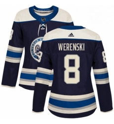 Womens Adidas Columbus Blue Jackets 8 Zach Werenski Authentic Navy Blue Alternate NHL Jersey 