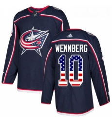 Youth Adidas Columbus Blue Jackets 10 Alexander Wennberg Authentic Navy Blue USA Flag Fashion NHL Jersey 