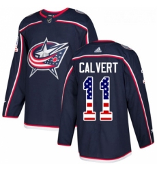 Youth Adidas Columbus Blue Jackets 11 Matt Calvert Authentic Navy Blue USA Flag Fashion NHL Jersey 