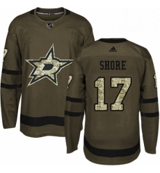 Mens Adidas Dallas Stars 17 Devin Shore Premier Green Salute to Service NHL Jersey 