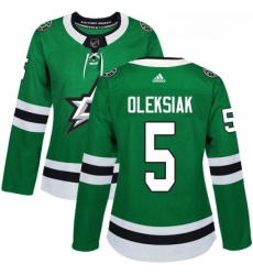 Womens Adidas Dallas Stars 5 Jamie Oleksiak Authentic Green Home NHL Jersey 