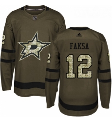 Youth Adidas Dallas Stars 12 Radek Faksa Authentic Green Salute to Service NHL Jersey 