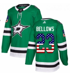 Youth Adidas Dallas Stars 23 Brian Bellows Authentic Green USA Flag Fashion NHL Jersey 