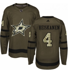 Youth Adidas Dallas Stars 4 Miro Heiskanen Authentic Green Salute to Service NHL Jersey 