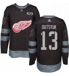 Mens Adidas Detroit Red Wings 13 Pavel Datsyuk Premier Black 1917 2017 100th Anniversary NHL Jersey 