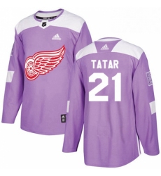 Mens Adidas Detroit Red Wings 21 Tomas Tatar Authentic Purple Fights Cancer Practice NHL Jersey 