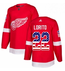 Mens Adidas Detroit Red Wings 22 Matthew Lorito Authentic Red USA Flag Fashion NHL Jersey 