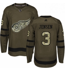 Mens Adidas Detroit Red Wings 3 Nick Jensen Premier Green Salute to Service NHL Jersey 