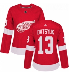 Womens Adidas Detroit Red Wings 13 Pavel Datsyuk Authentic Red Home NHL Jersey 