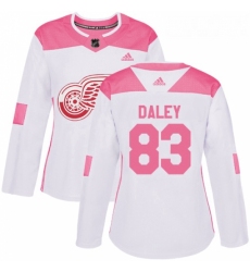 Womens Adidas Detroit Red Wings 83 Trevor Daley Authentic WhitePink Fashion NHL Jersey 