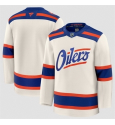 Men Edmonton Oilers Blank Light Beige Alternate Stitched Hockey Jersey