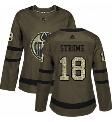 Womens Adidas Edmonton Oilers 18 Ryan Strome Authentic Green Salute to Service NHL Jersey 