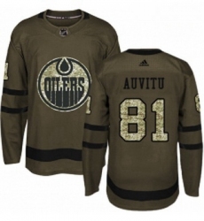 Youth Adidas Edmonton Oilers 81 Yohann Auvitu Authentic Green Salute to Service NHL Jersey 