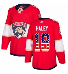 Mens Adidas Florida Panthers 18 Micheal Haley Authentic Red USA Flag Fashion NHL Jersey 