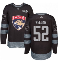 Mens Adidas Florida Panthers 52 MacKenzie Weegar Authentic Black 1917 2017 100th Anniversary NHL Jersey 