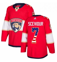 Mens Adidas Florida Panthers 7 Colton Sceviour Authentic Red USA Flag Fashion NHL Jersey 