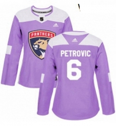 Womens Adidas Florida Panthers 6 Alex Petrovic Authentic Purple Fights Cancer Practice NHL Jersey 