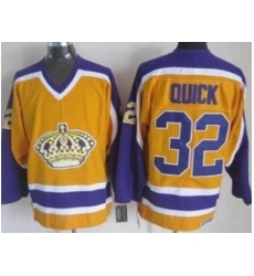 Los Angeles Kings #32 Jonathan Quick Yellow Stitched NHL Jersey