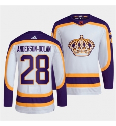 Men Los Angeles Kings 28 Jaret Anderson Dolan White 2022 Reverse Retro Stitched Jersey