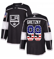 Youth Adidas Los Angeles Kings 99 Wayne Gretzky Authentic Black USA Flag Fashion NHL Jersey 