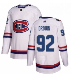 Mens Adidas Montreal Canadiens 92 Jonathan Drouin Authentic White 2017 100 Classic NHL Jersey 