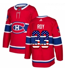 Youth Adidas Montreal Canadiens 33 Patrick Roy Authentic Red USA Flag Fashion NHL Jersey 