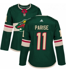 Womens Adidas Minnesota Wild 11 Zach Parise Authentic Green Home NHL Jersey 